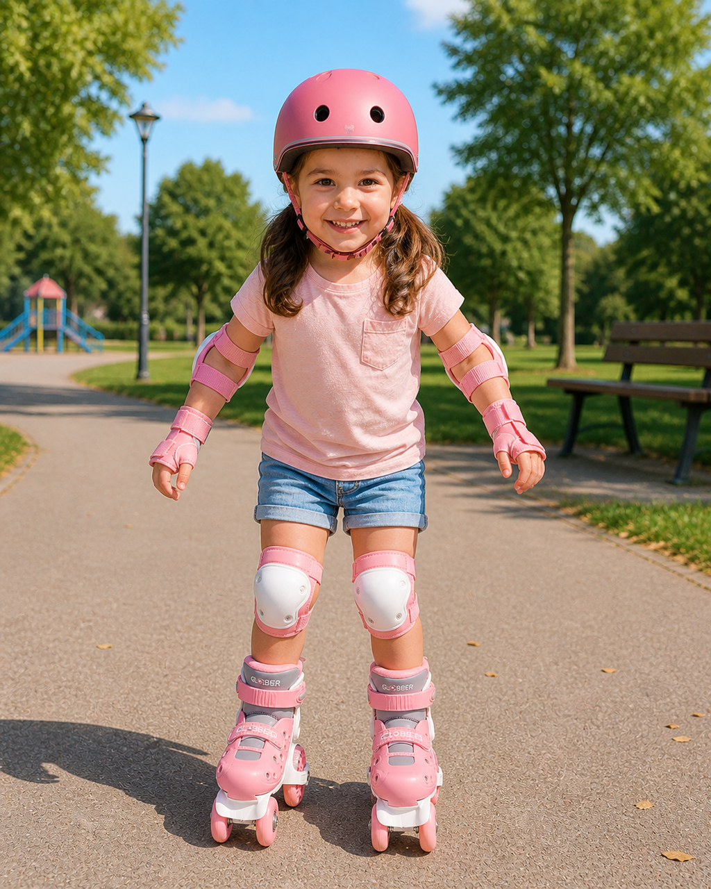 Patines Quad Infantiles Ajustables Globber Pastel Pink