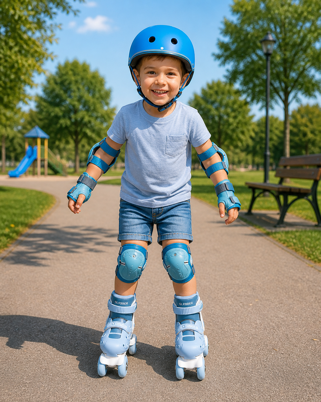 Patines Quad Infantiles Ajustables Globber Asch Blue