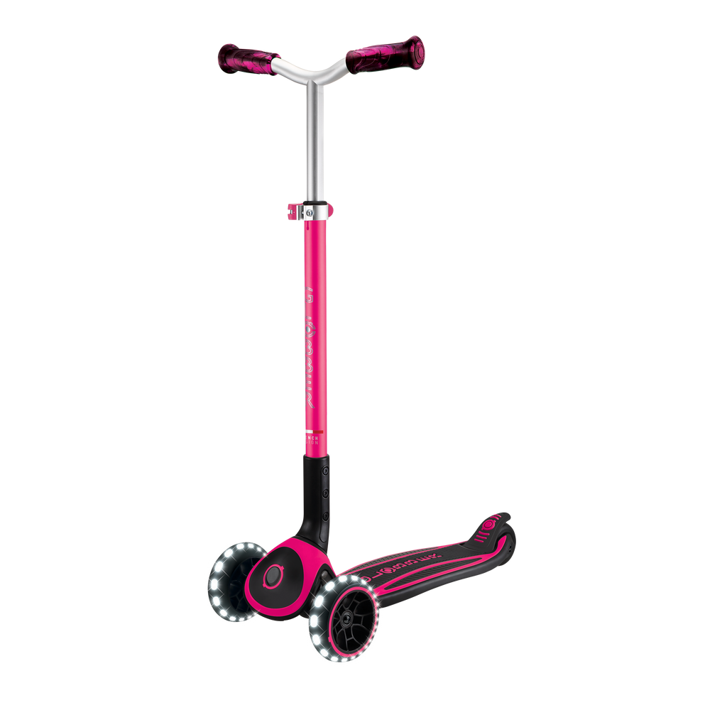 Scooter Globber ACE Lights para Niños y Adultos Fuchsia