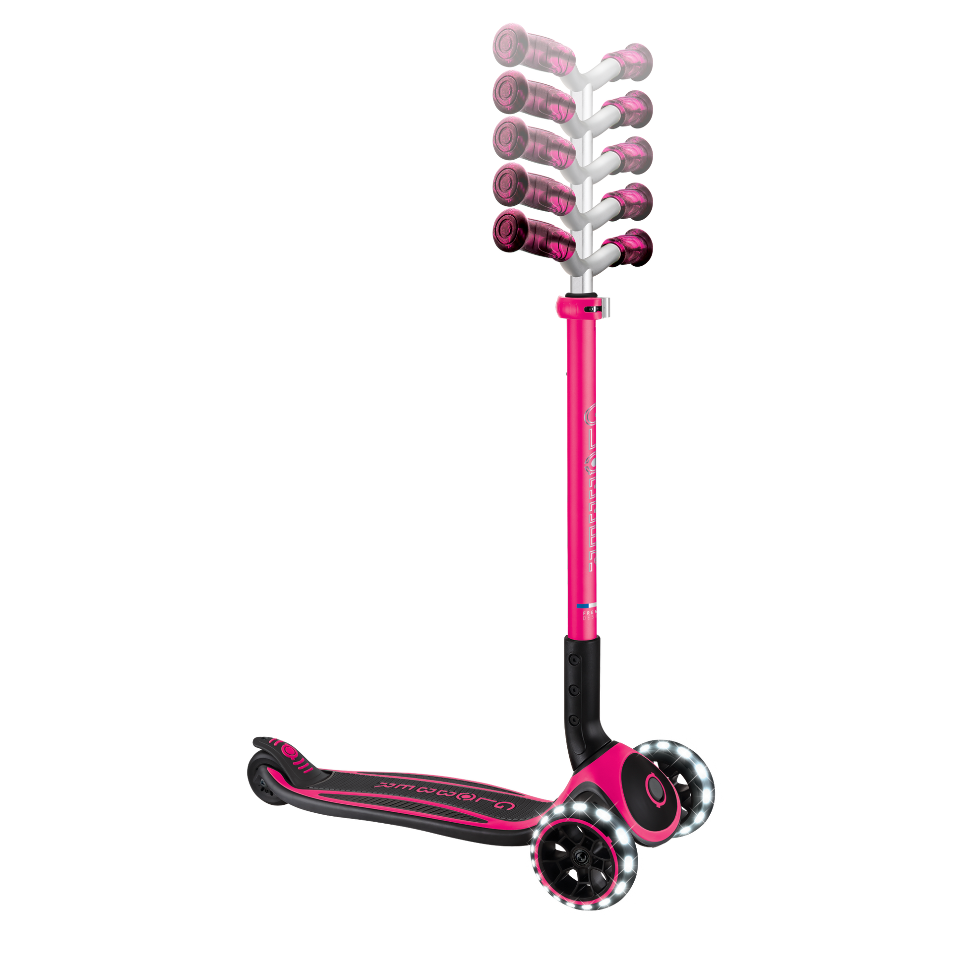 Scooter Globber ACE Lights para Niños y Adultos Fuchsia