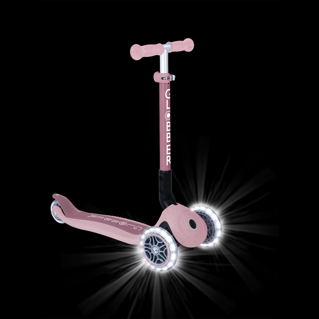 Scooter Infantil 3 Ruedas Globber Ecológico Plegable con Luces Berry