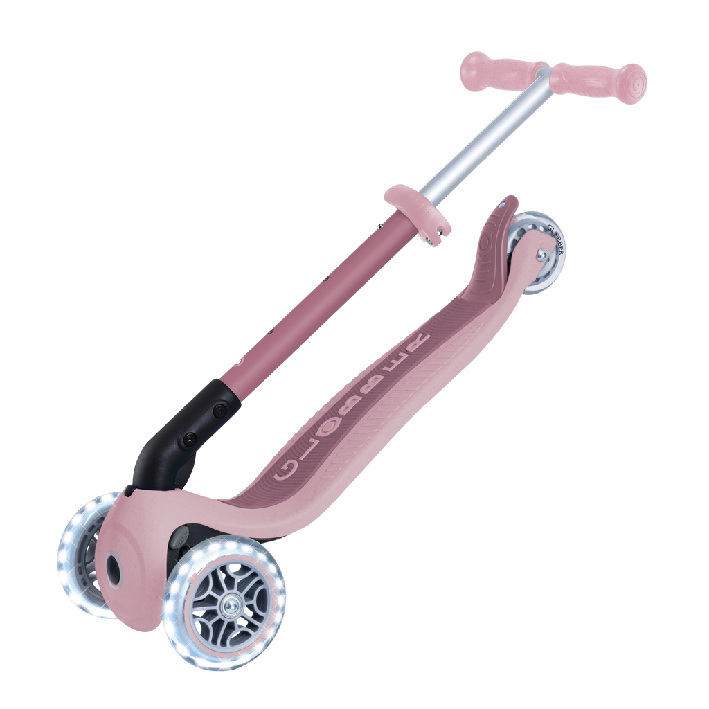 Scooter Infantil 3 Ruedas Globber Ecológico Plegable con Luces Berry