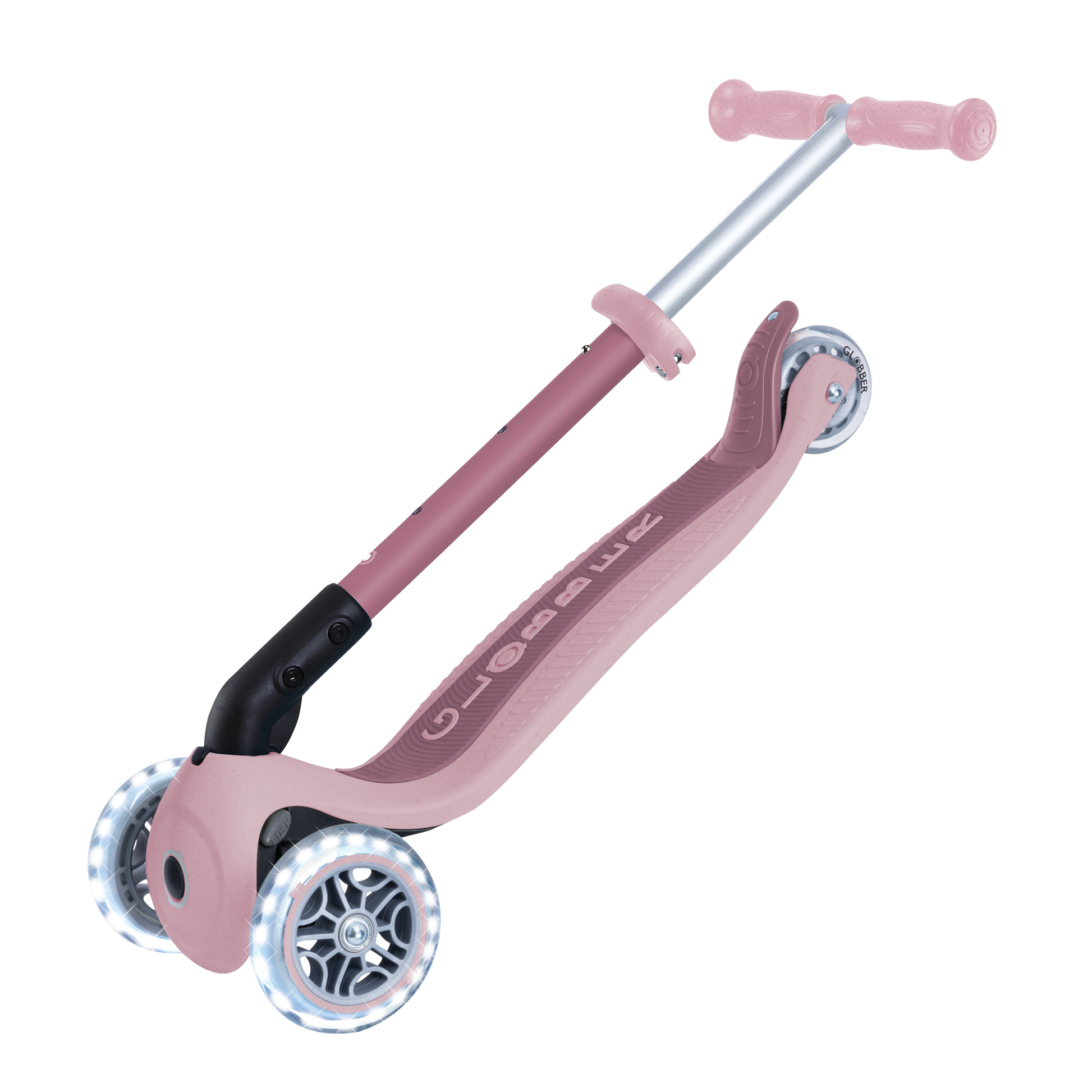 Scooter Infantil 3 Ruedas Globber Ecológico Plegable con Luces Berry