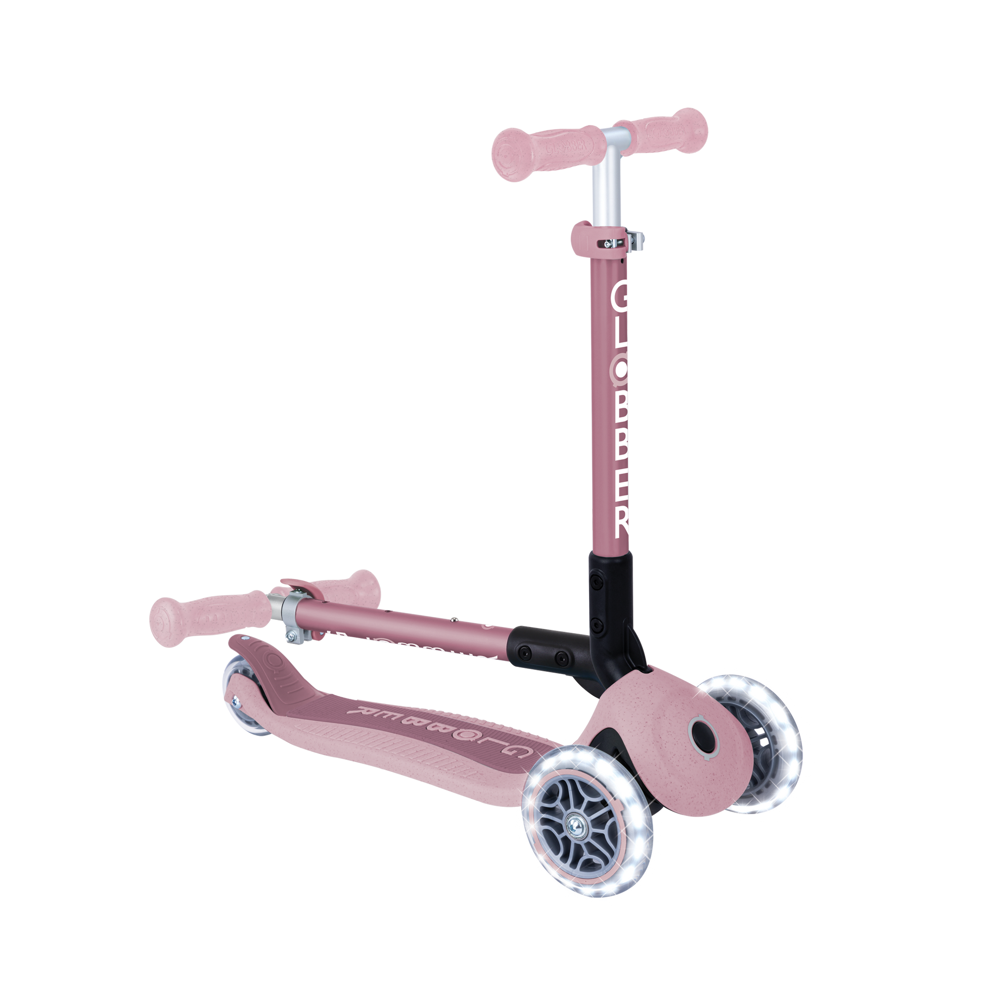 Scooter Infantil 3 Ruedas Globber Ecológico Plegable con Luces Berry