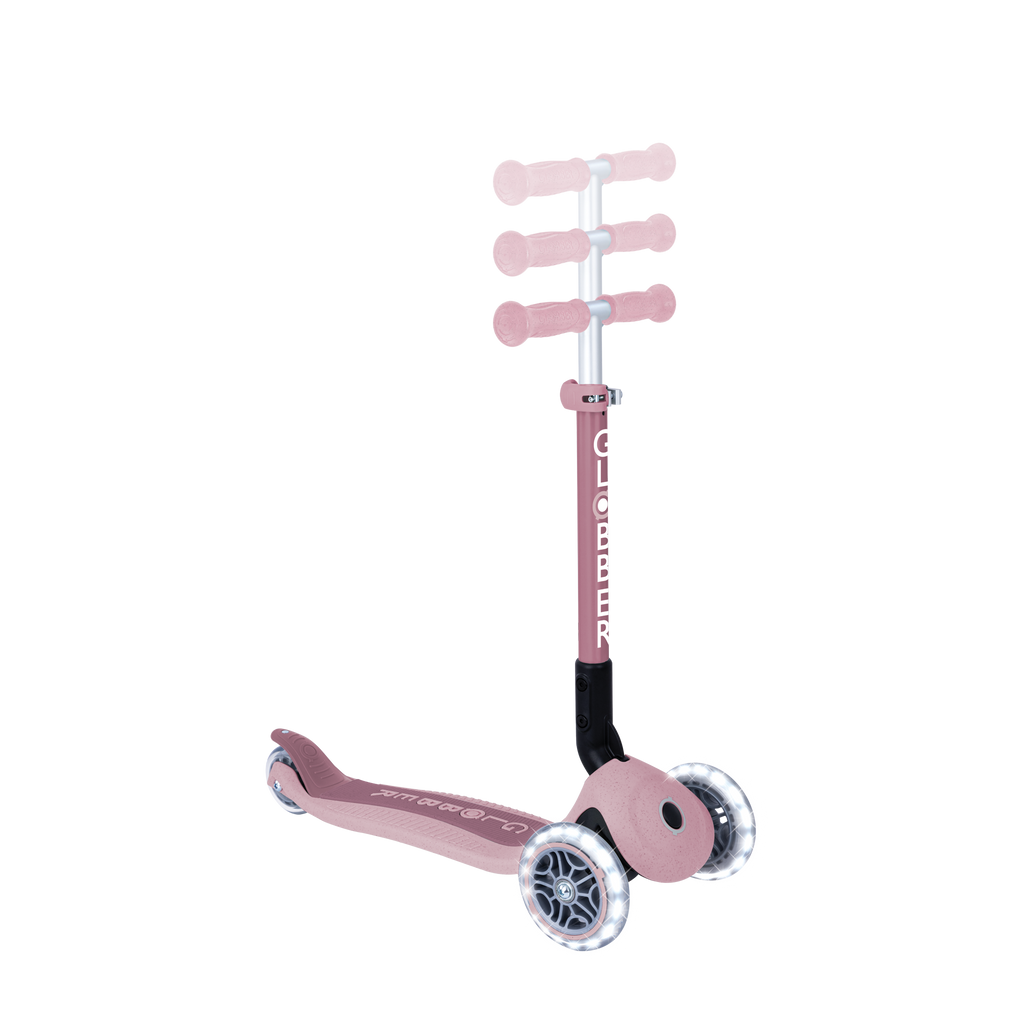 Scooter Infantil 3 Ruedas Globber Ecológico Plegable con Luces Berry