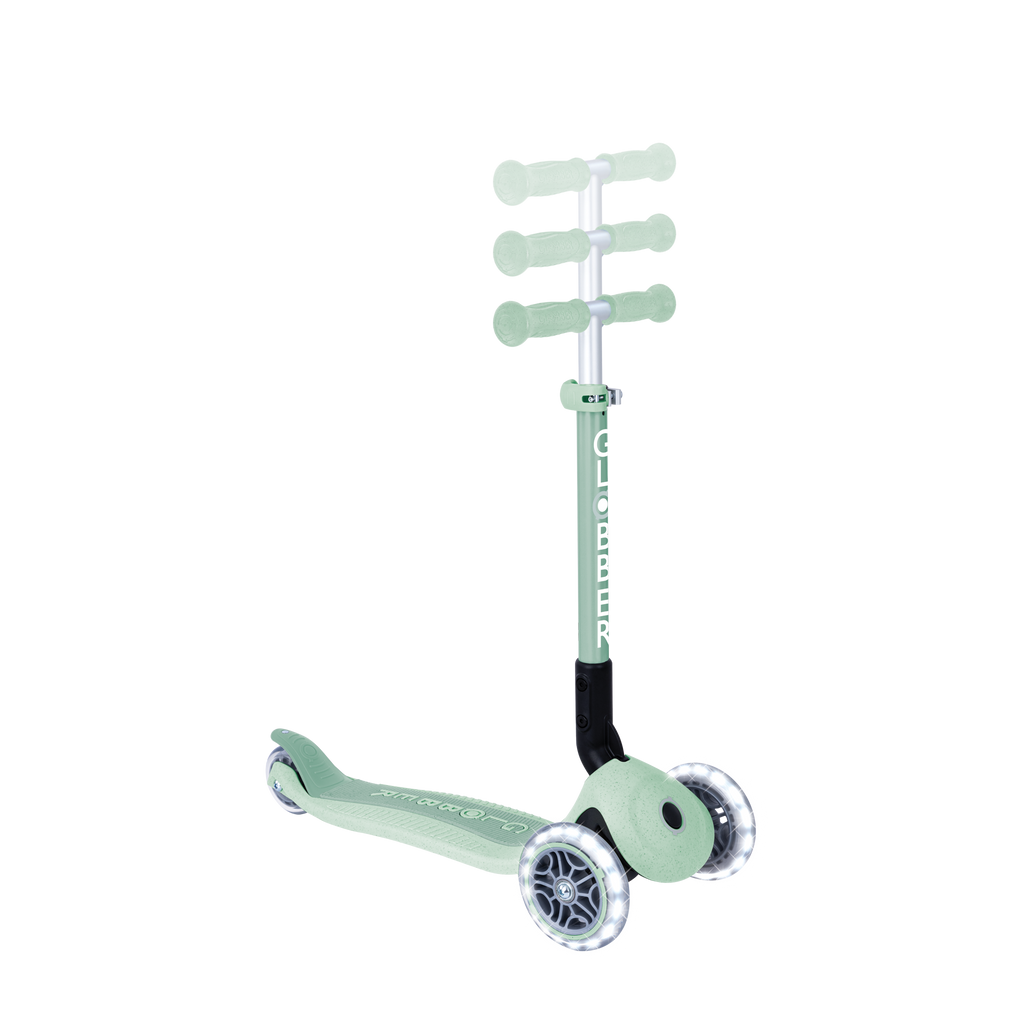 Scooter Infantil 3 Ruedas Globber Ecológico Plegable con Luces Pistachio