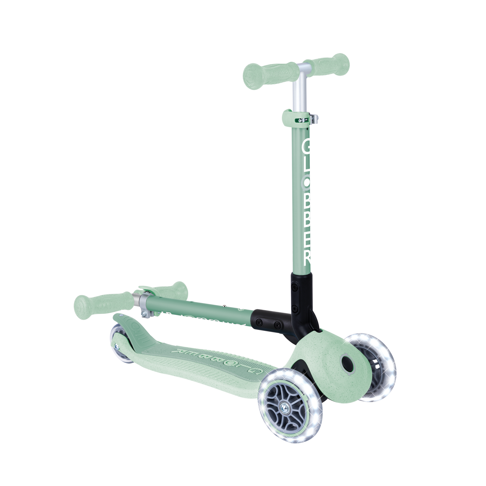 Scooter Infantil 3 Ruedas Globber Ecológico Plegable con Luces Pistachio