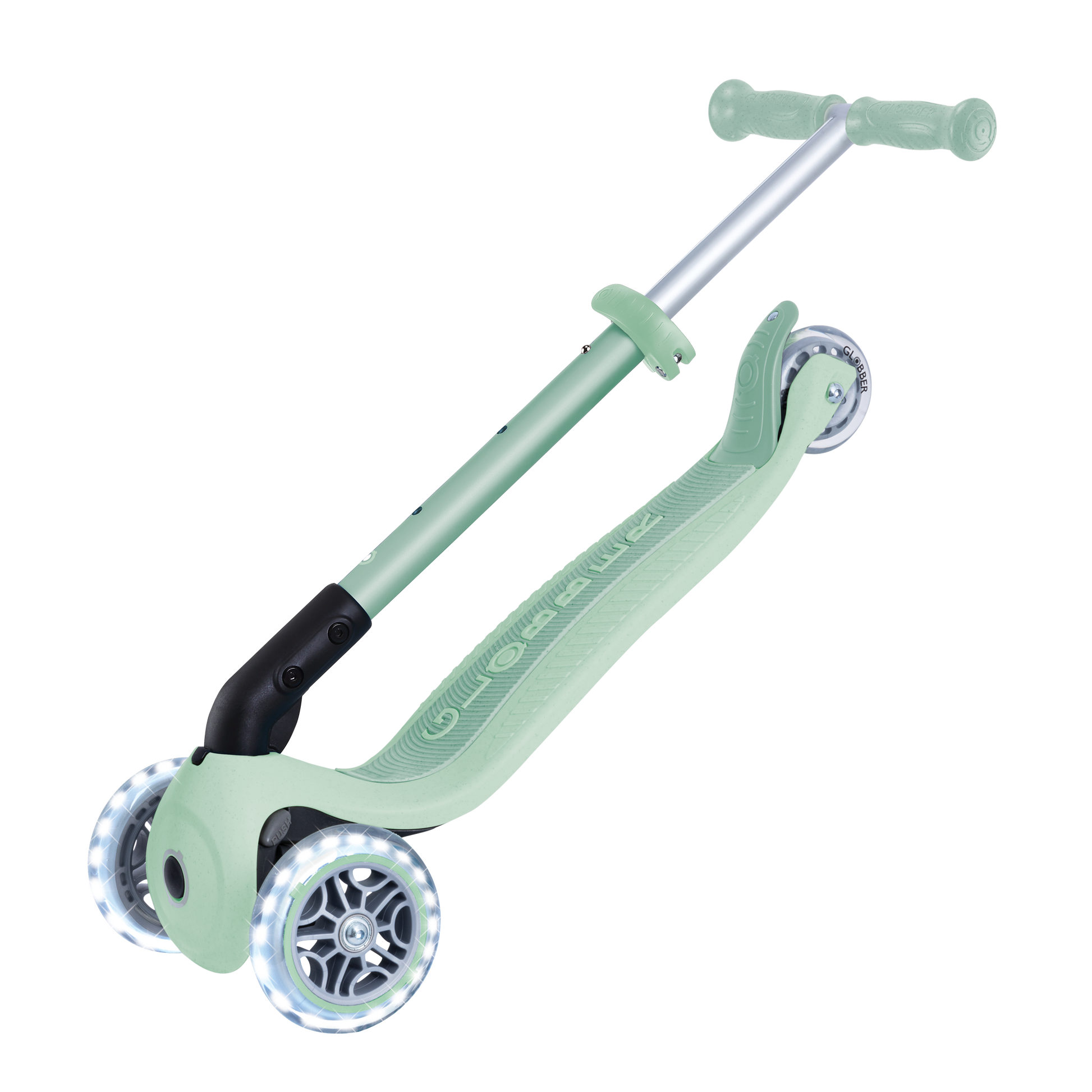 Scooter Infantil 3 Ruedas Globber Ecológico Plegable con Luces Pistachio