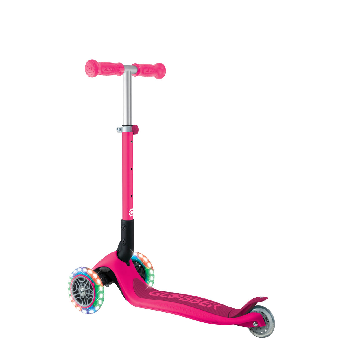 Scooter Infantil 3 Ruedas Globber Lights Plegable Fuchsia, marca oficial Globber