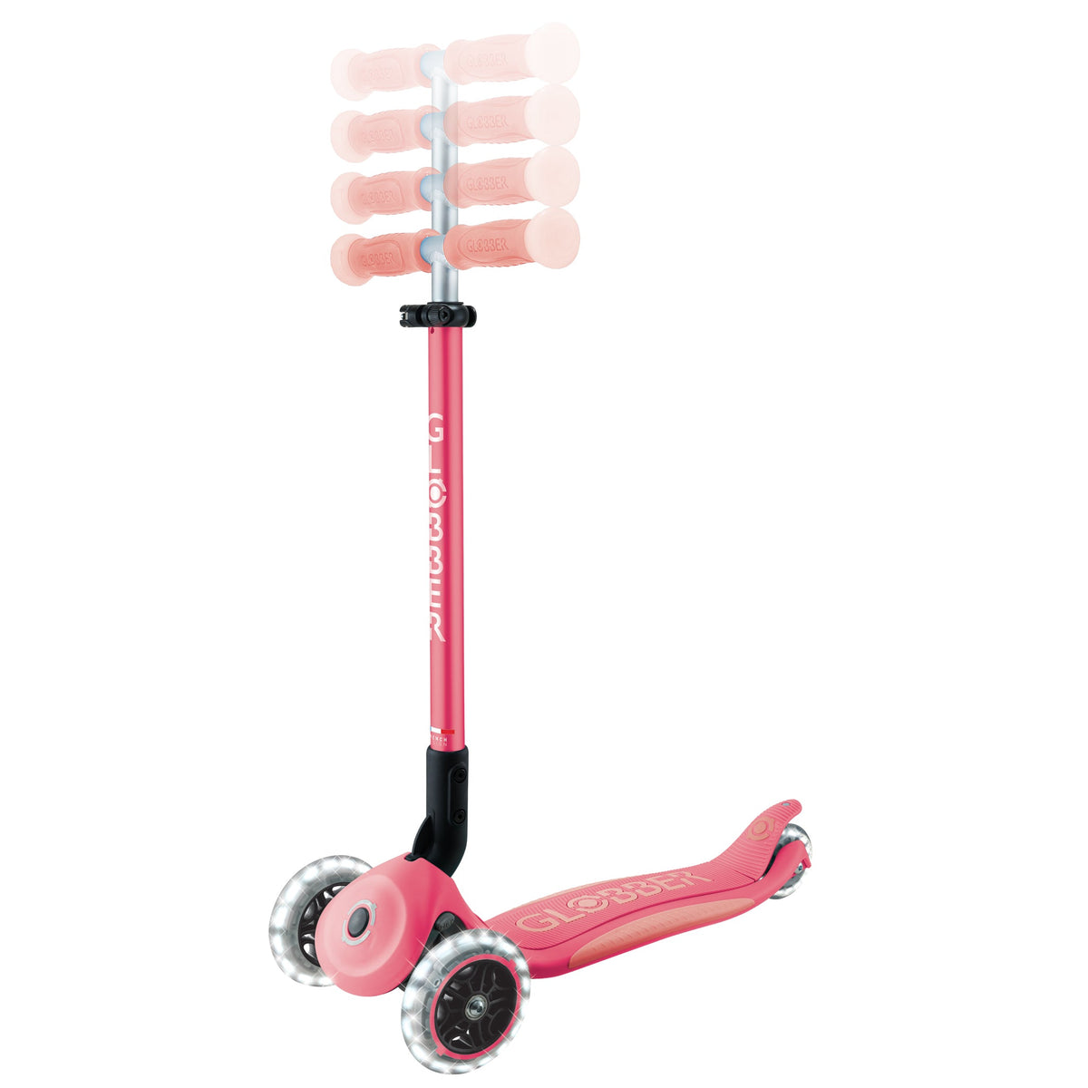 Scooter Infantil Globber Elite Glow Lights Coral Pink, marca oficial Globber