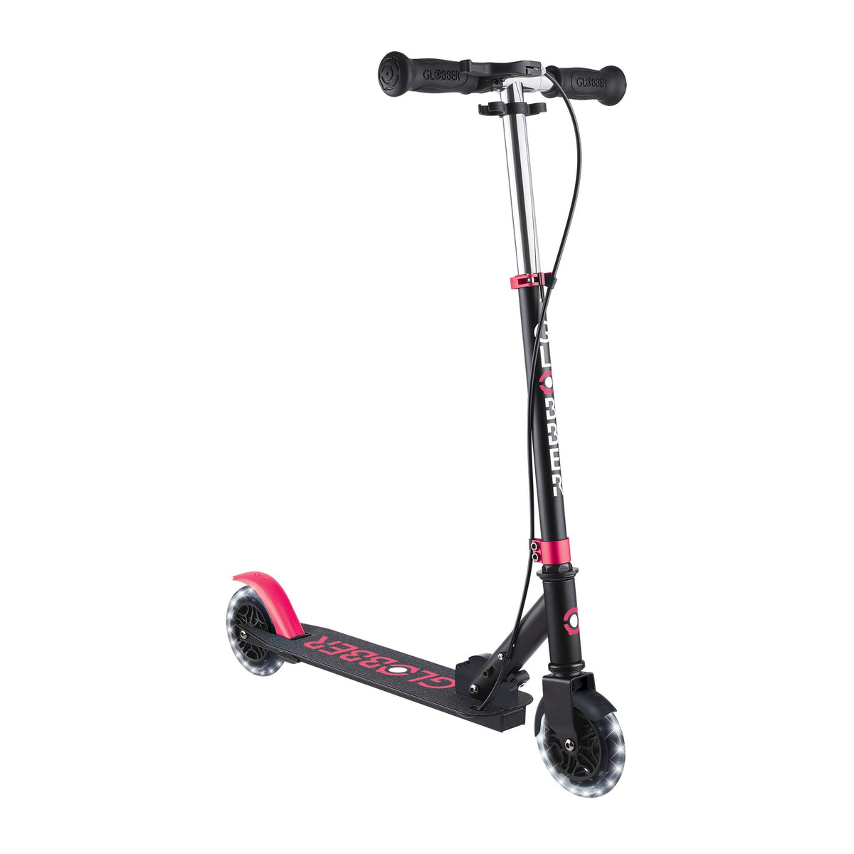 Scooter Infantil Globber Flow Element Junior Lights Black Pink, marca oficial Globber