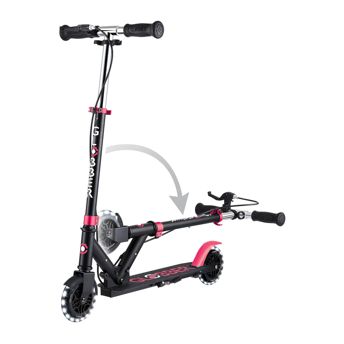 Scooter Infantil Globber Flow Element Junior Lights Black Pink (vista de detalle 7)