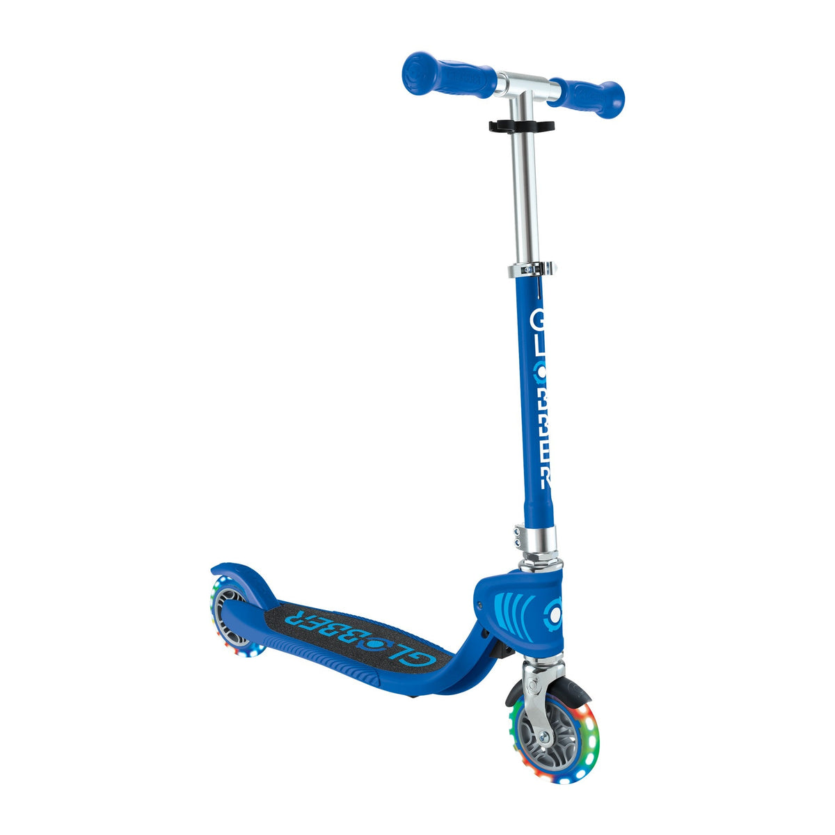 Scooter Infantil Globber Flow Foldable Junior Lights Navy Blue, marca oficial Globber