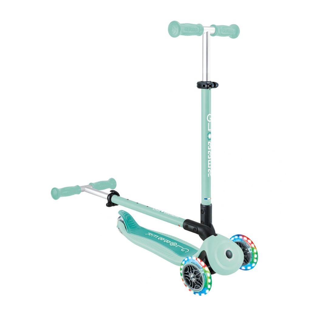 Scooter 3 en 1 Globber Go Up Sporty Lights 360 Dark Mint, marca oficial Globber