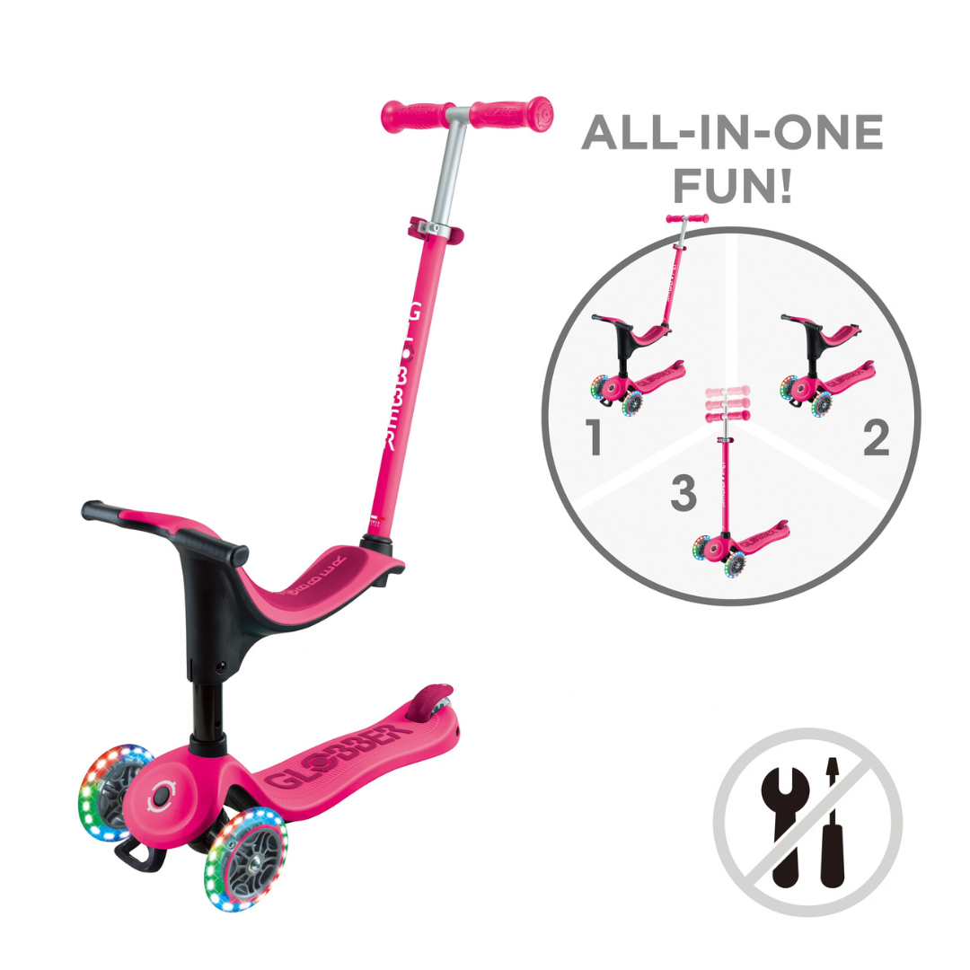 Scooter 3 en 1 Globber Go Up Sporty Lights Dark Pink (vista de detalle 12)