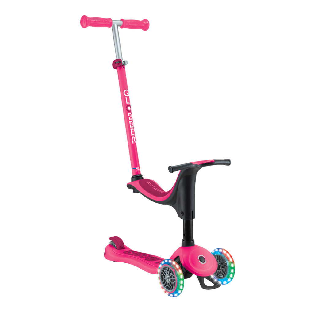 Scooter 3 en 1 Globber Go Up Sporty Lights Dark Pink, marca oficial Globber