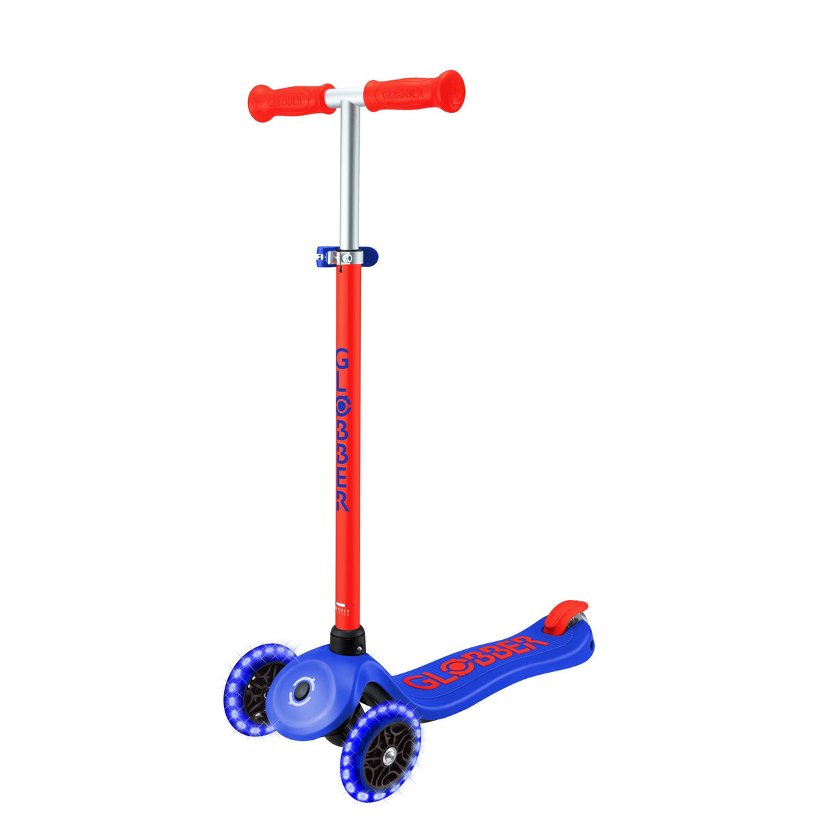 Scooter Infantil Globber Primo Plus Lights Neon Blue, marca oficial Globber